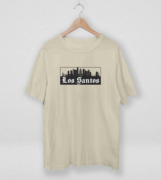 GTA SA Cityscape Oversized Tee - Los Santos Skyline | Gaming-Inspired Casual Wear